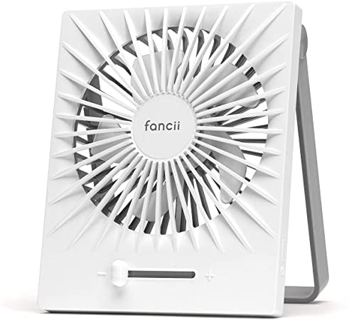 Fancii Portable Desk Fan, USB Rechargeable - Whisper Quiet Personal Desktop Fan with Powerful Turbo Airflow for Home, Office or Travel, 2000 mAh Battery (Brise)