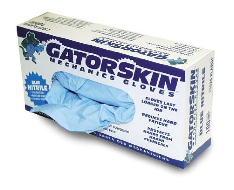 Carrand 23025 Gator Skin Blue Nitrile Disposable Gloves, Extra Large, 100 Per Box