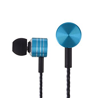 Headphones, In-Ear Bass Earphones with microphone Noise-isolating Sports Earbud wired 3.5mm Headset w/ Volume Control (Gift Wrapped) for Apple iPhone 6 6s, Samsung Galaxy S7, iPod, MP3 Player-Blue