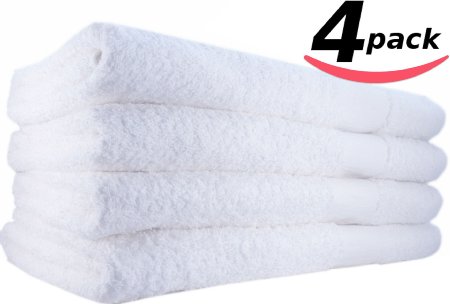 Hotel-Spa-Pool-Gym Cotton Hair and Bath Towel - 4 Pack White Super Soft Easy Care Ringspun Cotton for Maximum Softness and Absorbency 24x 48 by Utopia Towel