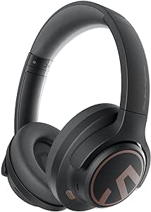 SoundPEATS Space Hybrid Active Noise Cancelling Headphones, Wireless Over Ear Bluetooth Headset, 123H Playtime, Hi-Res Audio Wired, APP Custom EQ, Deep Bass, Comfort Ear Cups, for Home Office Travel