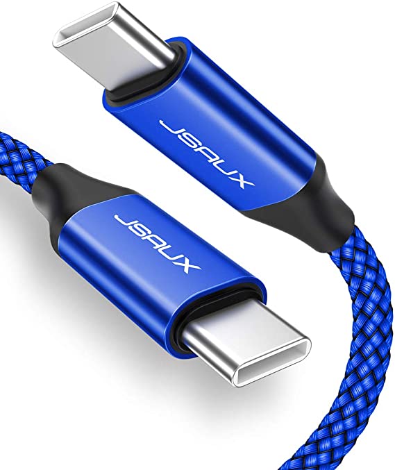 USB C to USB C 60W Cable, JSAUX[2-Pack 3.3ft] USB Type C Charger Cord Compatible with Samsung Galaxy S20  Note 20 Ultra Note 10 , MacBook Air/Pro 13'', iPad Pro 2020/2018, Pixel 2/3/4 XL, etc-Blue