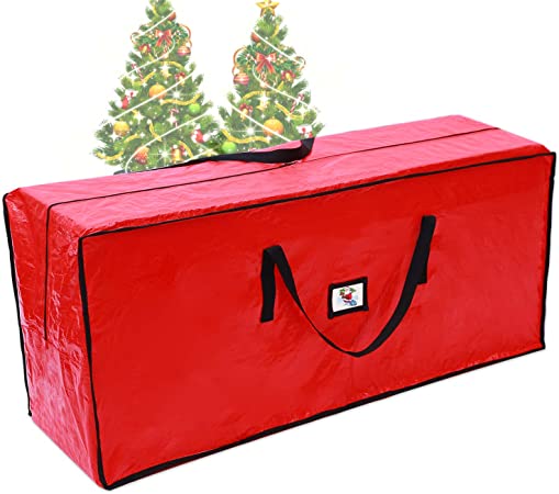 Ohuhu 6ft Christmas Tree Storage Bag, 48” x 20” x 15” for 4 Foot Tree or 6 Foot Disassembled Christmas Tree, Multipurpose Storage Bag with ID Tag Holder Waterproof Tear Proof Material, Red