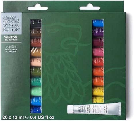 Winsor & Newton Winton Oil Color Paint Set, 20 x 12ml (0.4-oz) Tubes