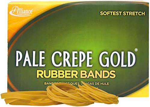 Alliance Rubber 20545 Pale Crepe Gold Rubber Bands Size #54, 1 lb Box (Assorted Sizes, Golden Crepe)