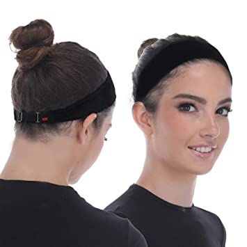 Wig Grip Band - Adjustable To Custom Fit Your Head - Velvet Comfort - Non Slip Breathable Lightweight Material For All Day Wear! Keep Wig Comfortably Secured In Place - By Madison (Black)