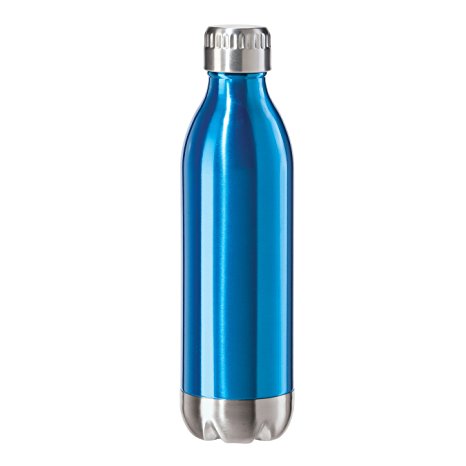 Oggi 8085.5 Stainless Steel Calypso Double Wall Sports Bottle with Screw Top (.05 Liter, 17oz )-Blue Lustre Finish