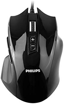 Philips Gaming Mouse Ergonomic USB Wired MOO Gaming Mice with 8 Programmable Buttons, 4000 DPI, 4 Adjustable DPI Levels, 7 Colors LED Backlit for PC, Laptop, Computer, Mac(9401B)