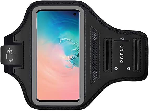 i2 Gear Cell Phone Armband Case - Compatible with Samsung Galaxy S10, Galaxy S10e, Galaxy S9 & Google Pixel 3 with Adjustable Band & Key Holder for Running, Exercise and Recreation