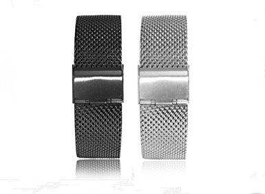 GOOQ Steel Stainless Bracelet Metal Watchband Fit for Moto 360 Smartwatch Motorola Moto 360 Watch Band Plus Free Stainless Spring Bar Tool and Screen Protector for Moto 360 Wristband (1 x Black Mesh Stainless & 1 x Silver Mesh Stainless)