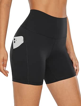 CRZ YOGA Womens Butterluxe Biker Shorts with Pockets 3'' / 5'' / 8'' - High Waisted Volleyball Workout Athletic Yoga Shorts