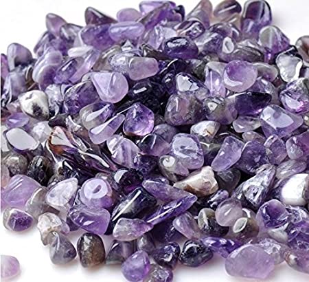 Bingcute 1 lb Natural Amethyst Tumbled Chips Stone About 10-15mm Length Each Crushed Healing Crystal Quartz Pieces (Amethyst)