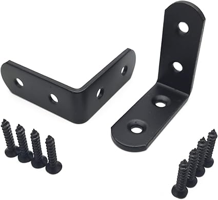 Shelf Brackets,12-Pack,Susenya L Brackets for Furniture 1x0.8"(LxW) Corner Brace Joint Thickness 1/8" with Mounting Screws Black Iron Right Angle Bracket