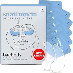 Baebody Advanced Snail Mucin Under Eye Masks (6 Pairs), Under Eye Patches for Puffy Eyes and Dark Circles, Hydrating Under Eye Patches to Reduce Fine Lines, Eye Gel Patches Korean Inspired