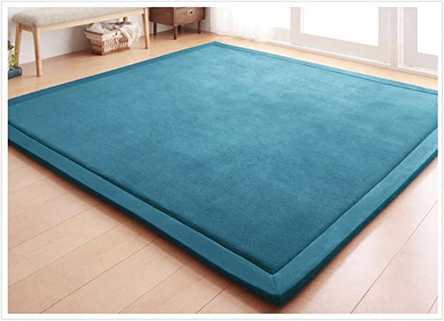 Loartee Nursery Rug Coral Velvet Crawling Rugs Mat Area Rugs Play Crawling Mat(5.0'x 6'8", Blue) for Toddler Children Play Mat Yoga Mat Exercise Pads Carpet