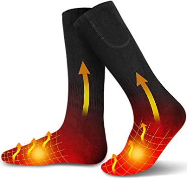 Bodybay Heated Socks for Men and Women, 4500mA Upgraded Rechargeable 12 Hours Long Battery Life Electric Winter Thermal Socks, 3 Heat Settings with Washable High-end Material Black