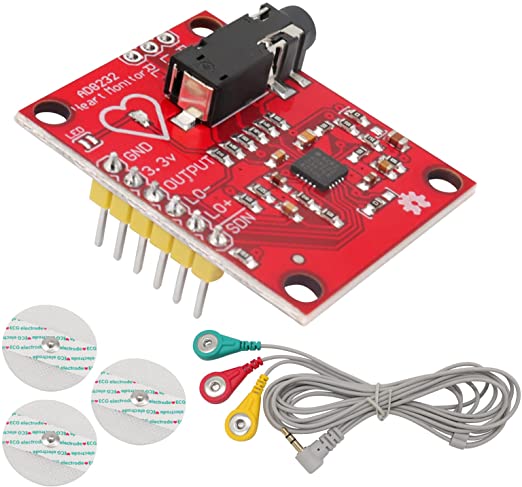 ICQUANZX ECG Module AD8232 ECG Measurement Pulse Heart Rate Sensor Module Kit ECG Monitoring Sensor for Arduino with Dupont Cable