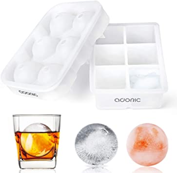 Ice Cube Tray,Silicone Ice Cube Trays,2 Pack Transparent 6 Sphere Ice Cube Mold Sets Easily Release Silicone Ice Ball Maker With Lid for Whiskey and Cocktails