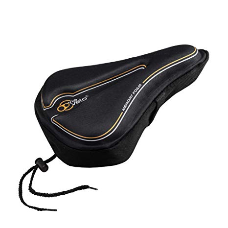 Via Velo Bike Seat Cover Comfortable Memory Bicycle Saddle Cover for Women Men Everyone, Fits Spin Class, MTB and City Bikes, Indoor Cycling,Outdoor Cycling