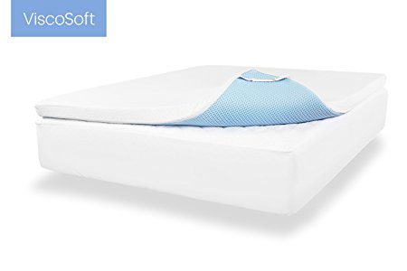 ViscoSoft 3.5 lbs. Density 3-Inch Gel Memory Foam Twin Mattress Topper – Includes Ultra Soft Removable Cover with Adjustable Straps