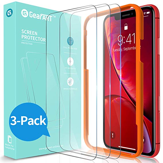 GearArt Screen Protector for iPhone XR [3 Packs], iPhone 11 Screen Protector 9H Tempered Glass with Advanced Clarity Bubble Free Shatter Proof 99% Touch Sensitivity Works with Most Case