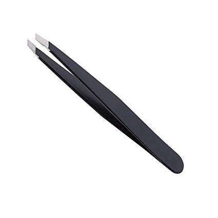 Men's Precision Tweezers Slant Tip-Professional Premium Stainless Steel Black Coated Tweezers For Men Women-The Best Tweezers For Eyebrows