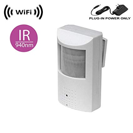WF-450-IR Wireless Spy Camera with WiFi Digital IP Signal, Recording & Remote Internet Access (Camera Hidden in PIR Motion Detector) w/ 940nM Total Invisible 30ft Night Vision (Full View, no Hotspot)