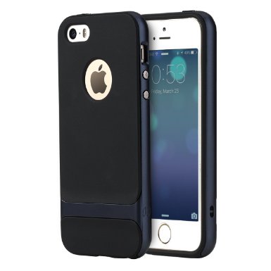 iPhone SE Case ROCK MOOST Royce Series Dual Layer Thin and Slim Shockproof Case for iPhone SE  iPhone 5s Black  Navy Blue