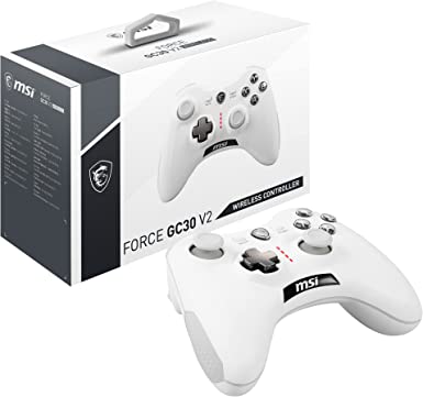 MSI FORCE GC30 V2 WHITE Wireless PC Gamepad Controller - 2,4 GHz, 600mAh Li-ion Battery, Interchangeable D-Pad Covers, Dual Vibration Motors, USB 2.0 - Wired/Wireless