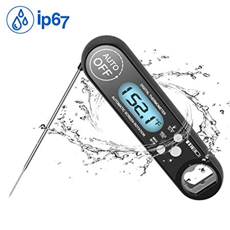 MEIDI Food Thermometer Waterproof Digital Cooking Kitchen Meat Thermometer (Black)