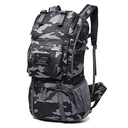 MOUNTAINTOP 40 Liter Hiking Backpack with Rain Cover for Outdoor Camping
