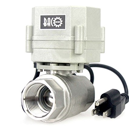 BACOENG 1" DN25 110VAC Stainless Steel Motorized Ball Valve 2 Way/Zone Valve With US Plug(NC CR202 2 Wires Control Electrical Ball Valve)