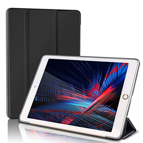DANTENG iPad 9.7 Case iPad 2018/2017 Business Slim Folding Stand Folio Cover, Lightweight Smart Cover with Auto Sleep/Wake for iPad 9.7 iPad 5th / 6th Generation- Black