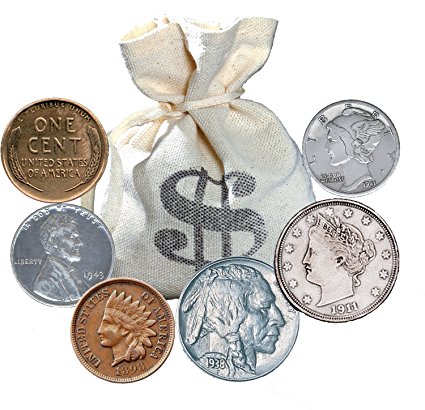 American Coin Treasures Bankers Bag of over 60 Historic Coins