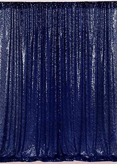 Sequin Curtain Backdrop 2 Panels 4FTx6FT Navy Blue Backdrop Curtain Photo Booth Backdrop 48inx72in~190425E