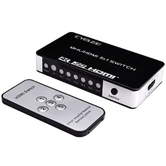 4K x 2K 5 port HDMI Switch Cyelee5 in 1 out High Speed Switcher with IR wireless Remote and AC Power Adapter Support MHL 1080P 3D HDCP