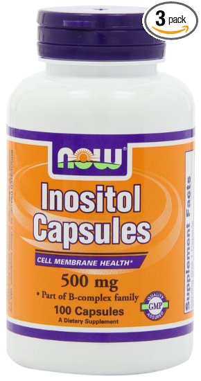 NOW Foods Inositol, 100 Capsules / 500mg (Pack of 3)