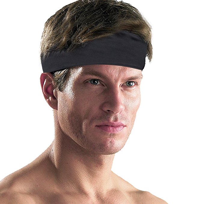 Hippih Sports Mens Headband Elastic Sweatband Hair Band for Running, Workout, Yoga