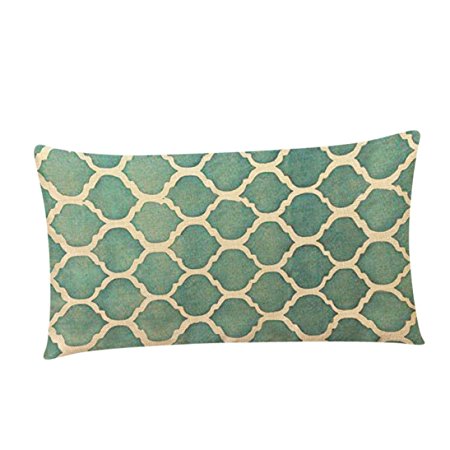 Ikevan Retro Geometric Pattern Lines Rectangle Pillowcases Throw Pillow Cushion Cover Sofa Home Decorative,Linen Blend,12"x20" (H)
