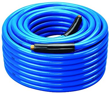 Amflo 554-100A Blue 300 PSI Premium PVC Air Hose 3/8" x 100' With 1/4" MNPT End Fittings And Bend Restrictors