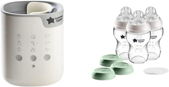 New & Improved- Tommee Tippee 3 in 1 Advanced Bottle & Pouch Warmer, White & Closer To Nature 3 In 1 Convertible Glass Baby Bottles - 9oz, 3ct