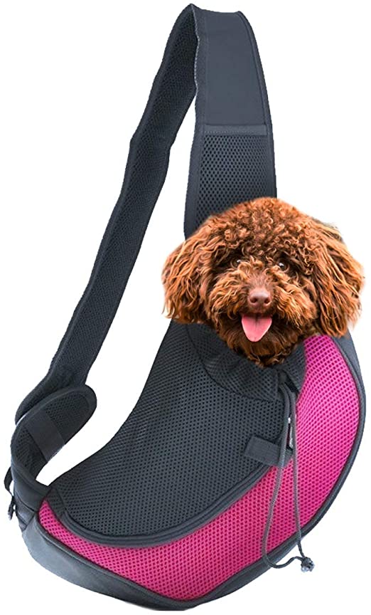Zento Deals Pet Carrier Mesh Sling Bag - Premium Quality Adjustable Breathable Hands-Free Sling Bag, Stylish Design, Perfect for Travelers with Small Dogs and Cats