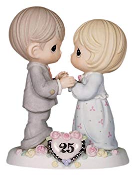 Precious Moments,  Our Love Still Sparkles In Your Eyes, 25th Anniversary, Bisque Porcelain Figurine, 115911