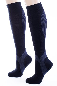 Compression Socks by Run Forever Sports - Below Knee High Socks - Graduated Compression for Athletes Running CrossFit Training Sports - Comfort for Everyday Life Traveling Nurses Retail Pregnancy - Relief from Shin Splints