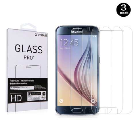Samsung Galaxy S6 Screen Protector, cresawis 3-Pack 0.26mm 9H Tempered Glass Screen Protector for Samsung Galaxy S6 and G9200 (Lifetime Warranty)