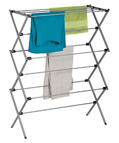 Honey-Can-Do® Oversized Folding Drying Rack 35½x14½x45½"H - Cleaning Laundry & Organization - Color Silver - Dry your clothes naturally with this sleek, that makes an excellent space saver - Imported