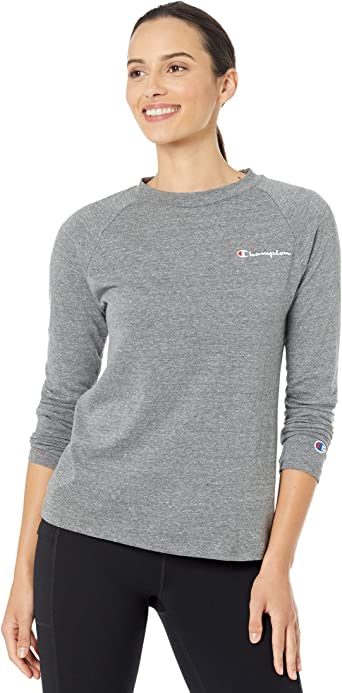 Champion Women’s Powerblend Long Sleeve Tee, Women's Crewneck Tee, Women’s Long Sleeve T-Shirt