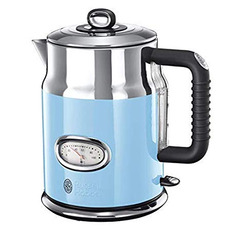 Russell Hobbs 21673 Retro Electric Kettle, Stainless Steel, 3000 W, 1.7 Litres, Blue