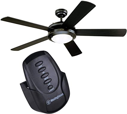 Westinghouse Lighting 7224200 Comet Indoor Ceiling Fan with Light, Matte Black With Ceiling Fan and Light Remote Control