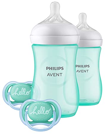 Philips AVENT Natural Baby Bottle with Natural Response Nipple, Teal Baby Gift Set, SCD837/02